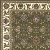 7' Octagon Green Or Ivory Floral Vines Bordered Indoor Area Rug