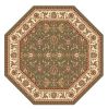 7' Octagon Green Or Ivory Floral Vines Bordered Indoor Area Rug