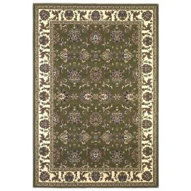 Green And Ivory Octagon Floral Vines Area Rug