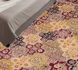 7' Octagon Red Floral Panel Bordered Indoor Area Rug