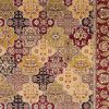 7' Octagon Red Floral Panel Bordered Indoor Area Rug