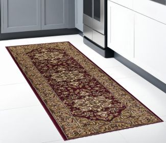 8' Red And Beige Area Rug