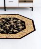 7' Octagon Black Or Beige Floral Bordered Indoor Area Rug