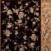 7' Octagon Black Or Beige Floral Bordered Indoor Area Rug