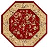 7' Octagon Red Or Beige Floral Bordered Indoor Area Rug