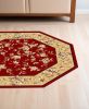 7' Octagon Red Or Beige Floral Bordered Indoor Area Rug