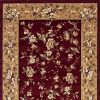 7' Octagon Red Or Beige Floral Bordered Indoor Area Rug