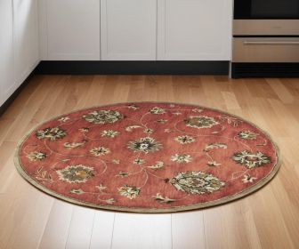 6' Sienna Orange Hand Tufted Traditional Round Indoor Area Rug