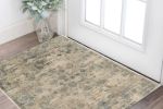 3' X 5' Beige and Blue Floral Area Rug