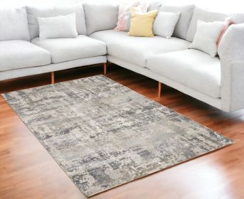 5' X 8' Natural Abstract Brushstrokes Indoor Area Rug