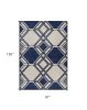 7' X 11' Ivory Or Denim Geometric Hexagon Uv Treated Indoor Area Rug