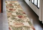 2' X 10' Beige Palm Leaves Wool Indoor Runner Rug