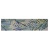 2' X 10' Grey Or Blue Tropical Leaves Wool Indoor Runner Rug