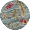 6' Seafoam Green Hand Tufted Tropical Plants Round Indoor Area Rug