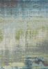 7' X 10' Blue Green Machine Woven Abstract Brushstroke Indoor Area Rug