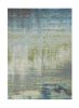 7' X 10' Blue Green Machine Woven Abstract Brushstroke Indoor Area Rug