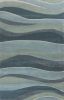 5' X 8' Aquamarine Abstract Waves Hand Tufted Wool Area Rug