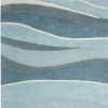 5' X 8' Aquamarine Abstract Waves Hand Tufted Wool Area Rug