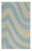 5' X 8' Ocean Blue Beige Hand Tufted Abstract Waves Indoor Area Rug