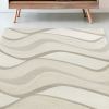 5' X 8' Ivory Hand Tufted Abstract Waves Indoor Area Rug