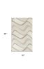 5' X 8' Ivory Hand Tufted Abstract Waves Indoor Area Rug