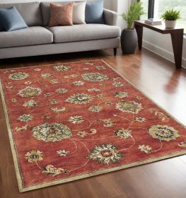 5' X 8' Sienna Floral Vine Wool Indoor Area Rug