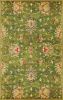 5' X 8' Green and Red Wool Floral Vines Hand Tufted Area Rug