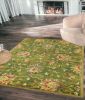 5' X 8' Green and Red Wool Floral Vines Hand Tufted Area Rug