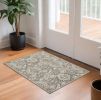 2' X 4' Gray and Ivory Floral Area Rug