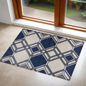 2' X 3' Blue Geometric Area Rug