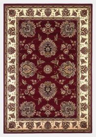 2' X 3' Red Ivory Machine Woven Floral Traditional Indoor Accent Rug