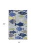 2' X 3' Blue and Ivory Fish Hand Tufted Area Rug