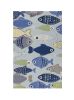 2' X 3' Blue and Ivory Fish Hand Tufted Area Rug