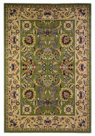 2' X 3' Green Taupe Machine Woven Floral Traditional Indoor Accent Rug