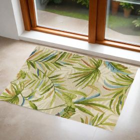 2' X 3' Sand Botanical Leaves Hand Tufted Area Rug