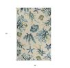 2' X 3' Ivory and Blue Seashell and Coral Hand Tufted Area Rug