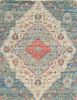 2' X 4' Blue and Beige Medallion Hand Woven Distressed Area Rug