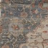 2' X 4' Blue and Beige Medallion Hand Woven Distressed Area Rug