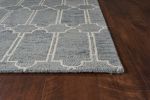 2' X 4' Blue Wool Geometric Hand Tufted Area Rug