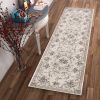 8' Ivory Bordered Floral Indoor Runner Rug