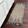 8' Ivory Machine Woven Pinegrove Lodge Indoor Runner Rug