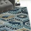 8' Seafoam Machine Woven Geometric Lodge Indoor Runner Rug