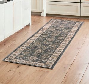 8' Grey Or Ivory Polypropylene Runner Rug