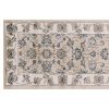 8' Beige Ivory Bordered Floral Indoor Runner Rug