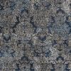 2' X 4' Slate Blue Machine Woven Damask Indoor Accent Rug