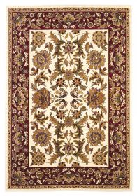 3' X 5' Ivory Red Machine Woven Floral Traditional Indoor Area Rug