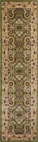 2' X 8' Green Or Taupe Traditional Bordered Runner Rug