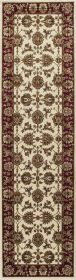 8' Red And Ivory Floral Medallion Runner Rug