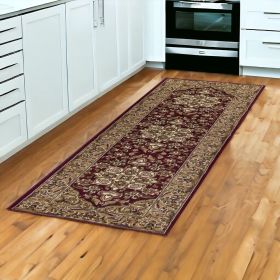 2' X 8' Red Or Beige Medallion Runner Rug