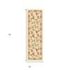 8' Ivory Green and Red Floral Vines Runner Rug